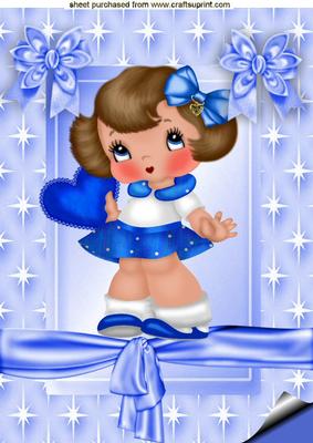 Pretty in Blue with Heart in Star Frame A4