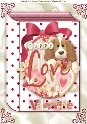 I Am Dotty About You, Cute Valentine Puppy Folded Card A4