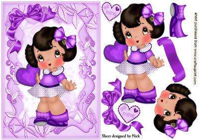 Pretty Little Girl in Purple with Be Mine Hearts