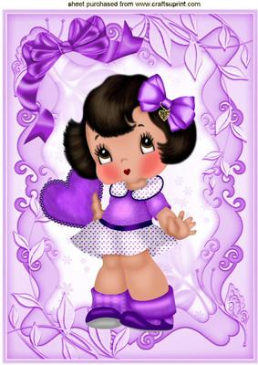 Cute Little Girl in Purple with Heart A4