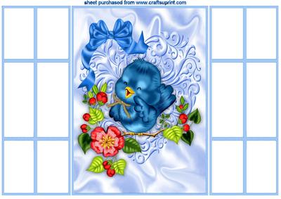 Sweet Little Bluebird on a Branch of Flowers with Heart