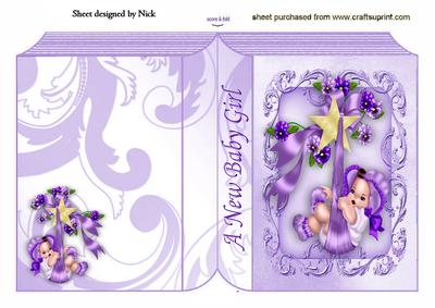 Sweet Little Baby Girl in Purple Folded Book