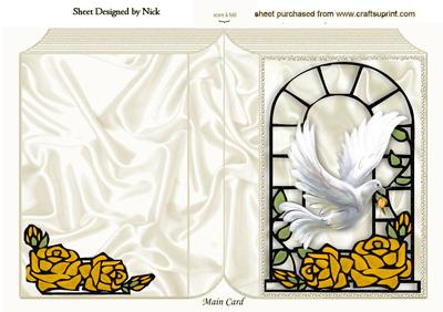 Gold Roses with Dove in Window Frame Folded Book