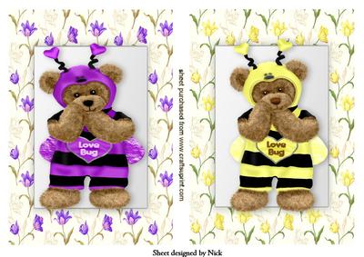 Cute Lovebug Teddies in Flower Frames Toppers