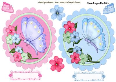Floral with Babies Booties, Toppers