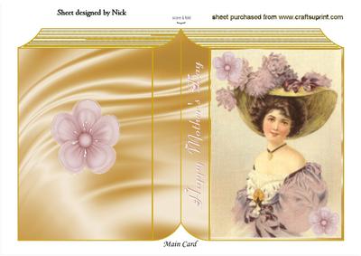 Vintage Lady with Flowers on Folded Book