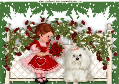 Little Rose Girl with Cute Westie A4