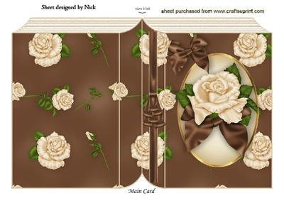 Beautiful Cream/brown Rose with Bow Folded Book