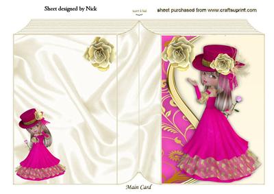 Beautiful Lady with Gold Rose Folded Book