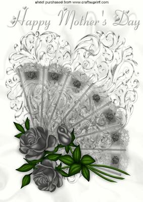 Silver Roses for Mothers Day on Lace Fan A4
