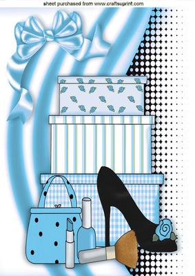 Shoes and Girlie Stuff in Blue on Funky Background A4