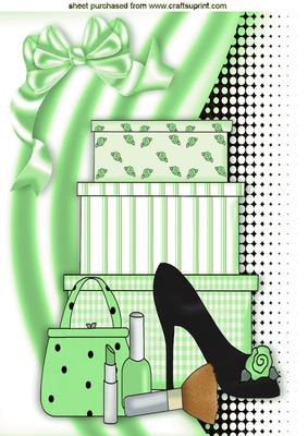 Shoes and Girlie Stuff in Green on Funky Background A4