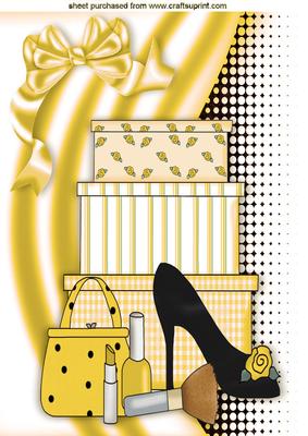 Shoes and Girlie Stuff in Gold on Funky Background A4