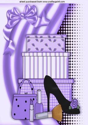 Shoes and Girlie Stuff in Purple on Funky Background A4