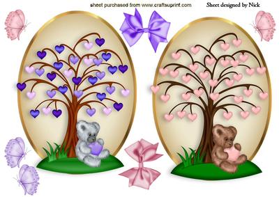 Teddy Toppers with Love Heart Trees