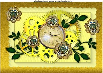 Ladies Steampunk with Watch and Yellow Frame A4