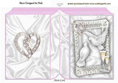 Pretty Frame with Doves and Jewelled Heart Folded Book