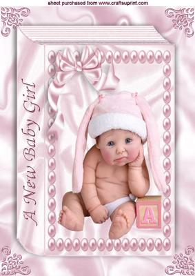 Little Cutie Baby Doll in Pearl Frame on Folded Book A4