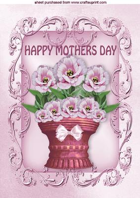 Vase of Pink Prairie Hand Painted Roses for Mum A4
