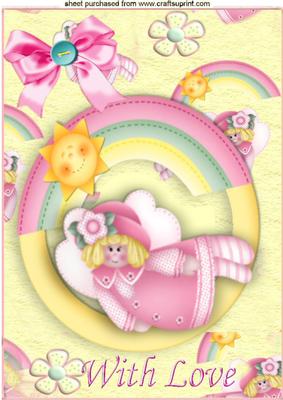 Sweet Little Angel with Rainbow Colours A4