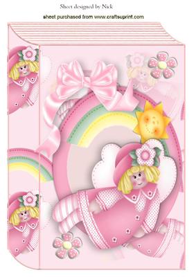 Sweet Little Angel in Pink Rainbow Colours with Bow Book A4