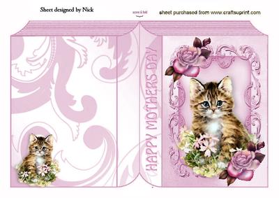 Little Kitten with Roses, Mothers Day Folded Book