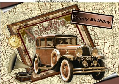 Nostalgia Vintage Car with Accessories for Birthday A4