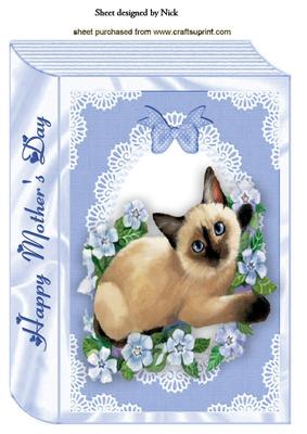 Siamese Cat with Flowers for Mothers Day, Folded Book