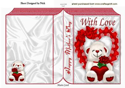 Cuddly White Bear in Frilled Heart for Mothers Day Book