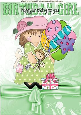 Birthday Girl with Balloons and Her Rag Doll A4