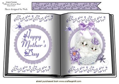 Kittens in a Basket, Mothers Day Open Book A4