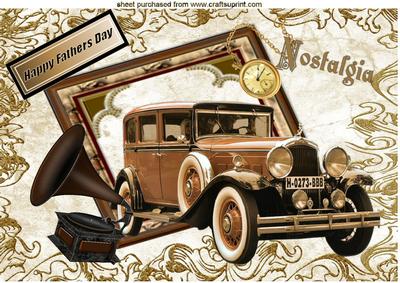 Nostalgia Vintage Car in Frame for Fathers Day A4