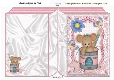 Cute Little Painting Mouse on Folded Book
