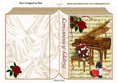 Beautiful Anniversary Folded Book with Champagne and Roses