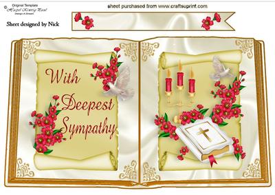 With Sympathy Bible with Flowers and Dove, Open Book A4