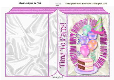 Time to Party, Cakes, Hats Balloons Folded Book