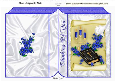 Thinking of You, Blue Flowers and Bible Folded Book