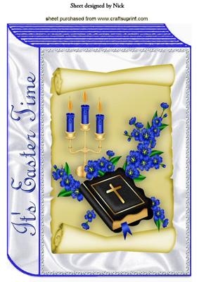 Pretty Easter Time Folded Book of Bible and Flowers A4