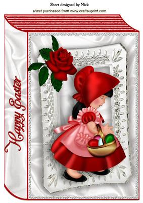 Cute Little Girl in Red Easter Bonnet Book A4