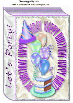 Lets Party Purple Balloons with Yummy Cake Book A4