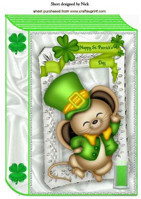 Cute Little Mouse in Green for St Patty's Day, Book A4