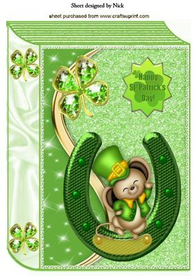 Folded A4 Book of a Cheery Mouse & Horseshoe for Pattys Day