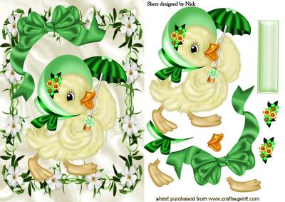 Little Chick with Bonnet on with Umberella