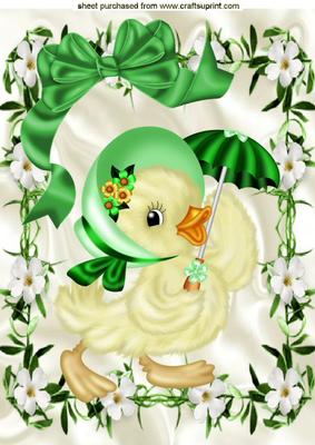Little Chick in Bonnet with Umberella A4