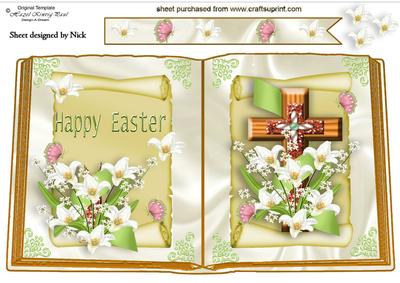 Easter Lillies with Cross and Butterflies Open Book A4