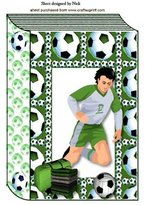 Green Footballer on Folded Book A4