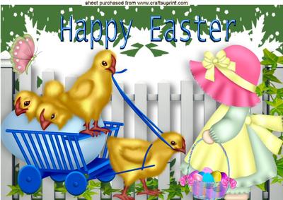 Hello Little Chicks! I Have Easter Eggs to Bonnet Girl A4