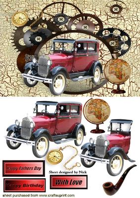 Steampunk Nostalgia, with Vintage Car in Frame