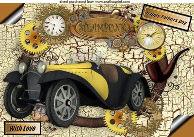 Fathers Day Vintage Car and Steampunk Memories A4