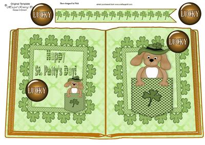 St Patty's Day with Puppy in a Pocket Open Book A4